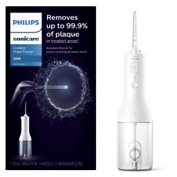 جهاز تنظيف الأسنان المائي فيليبس باور فلوسر ٢٠٠٠ لاسلكي أبيض Philips Sonicare Cordless Power Flosser 2000 HX3822/11 White