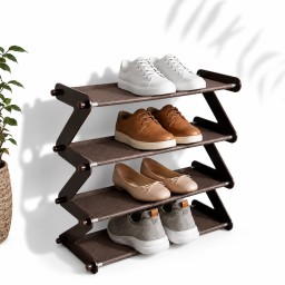 ستاند احذية 4 رفوف شكل حرف Z موديل YH8802-4 YH8802-4 Z-Shaped 4-Tier Shoe Rack