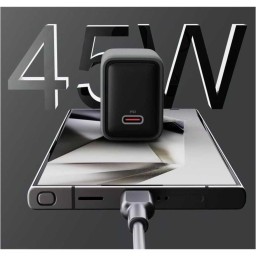 أوكي شاحن جداري سريع الشحن بقوة 45 واط بتقنية GaN، مزود بمنفذ USB C عالمي Aukey 45W PD Fast Charging Wall Charger with GaN Technology, Universal USB-C Port