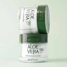 MEDIFLOWER Aloe Vera 98% Fresh Soothing Toner Pad شرائح تونر الالوفيرا من ميدفلاور