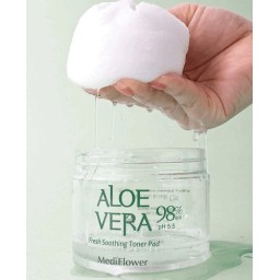 MEDIFLOWER Aloe Vera 98% Fresh Soothing Toner Pad شرائح تونر الالوفيرا من ميدفلاور