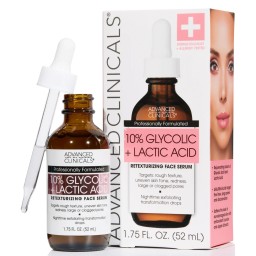ADVANCED CLINICALS 10% Glycolic + Lactic Acid Serum سيروم الكلايكولك واللاكتك اسد من ادفانسد كلينيكالز
