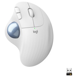 ماوس لوجيتك ERGO M575S اللاسلكي بتقنية Trackball – أوف وايت Logitech ERGO M575S Wireless Trackball Mouse – Off-White + Blue Ball