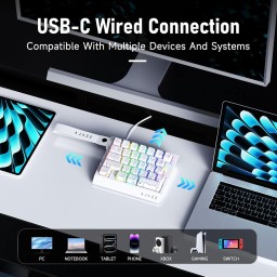 لوحة مفاتيح الألعاب الميكانيكية السلكية AJAZZ AK029 – تصميم مدمج (إطارات بيضاء) AJAZZ AK029 Wired Mechanical Gaming Keyboard – Compact Layout (White Contours)