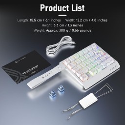 لوحة مفاتيح الألعاب الميكانيكية السلكية AJAZZ AK029 – تصميم مدمج (إطارات بيضاء) AJAZZ AK029 Wired Mechanical Gaming Keyboard – Compact Layout (White Contours)