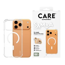 كفر عصري شفاف سامبا مع حلقة MagSafe بيضاء للايفون 17 برو ماكس CARE by PanzerGlass® Fashionable Case Samba Transparent w. White MagSafe iPhone 17 Pro Max