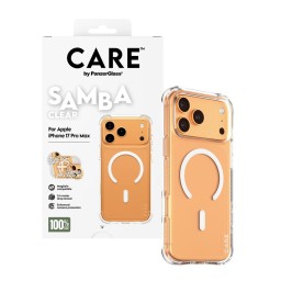 كفر عصري شفاف سامبا مع حلقة MagSafe بيضاء للايفون 17 برو ماكس CARE by PanzerGlass® Fashionable Case Samba Transparent w. White MagSafe iPhone 17 Pro Max