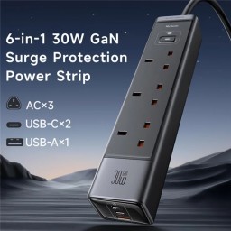 شاحن سيارة MC 120 واط 1C+1A مع كابلات USB-C وLighting قابلة للسحب MC 6-in-1 30W GaN Surge Protection Power Strip