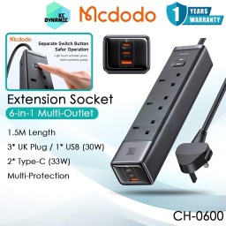 شاحن سيارة MC 120 واط 1C+1A مع كابلات USB-C وLighting قابلة للسحب MC 6-in-1 30W GaN Surge Protection Power Strip