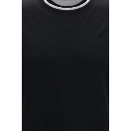 تيشيرت رجالي برونيلو كوتشينيلي قطني أسود بتفاصيل متباينة Brunello Cucinelli Men's Cotton T-Shirt – Black