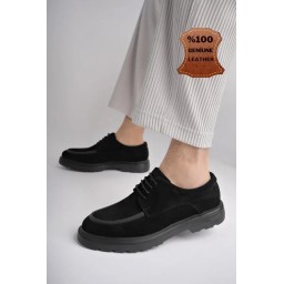 حذاء رجالي موغو سامويل جلد طبيعي – أسود شمواه SAMUEL Men's Genuine Leather Casual Shoes – Black Suede
