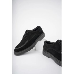 حذاء رجالي موغو سامويل جلد طبيعي – أسود شمواه SAMUEL Men's Genuine Leather Casual Shoes – Black Suede