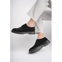 حذاء رجالي موغو سامويل جلد طبيعي – أسود شمواه SAMUEL Men's Genuine Leather Casual Shoes – Black Suede