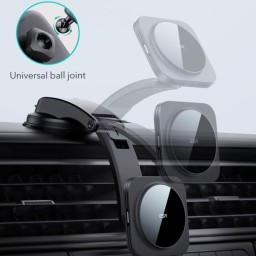 حامل وشاحن لاسلكي للسيارة ESR MagSafe HaloLock للوحة القيادة مع ذراع تثبيت منخفض البروز ESR MagSafe HaloLock Dashboard Wireless Car Charger Holder with Low-Profile Mounting Arm
