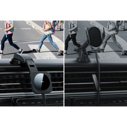 حامل وشاحن لاسلكي للسيارة ESR MagSafe HaloLock للوحة القيادة مع ذراع تثبيت منخفض البروز ESR MagSafe HaloLock Dashboard Wireless Car Charger Holder with Low-Profile Mounting Arm