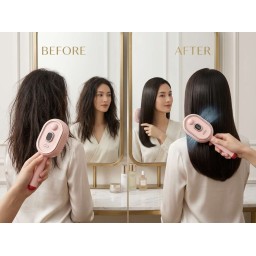مشط وفرشاة كهربائية لتوزيع الزيوت والسيروم مع تدليك فروة الرأس وخزان سوائل مدمج Electric Hair Oil & Serum Applicator Brush with Scalp Massage and Built-in Liquid Reservoir