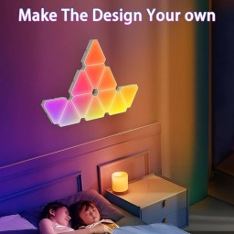 ألواح إضاءة جدارية ذكية مثلثة Magic RGBIC لغرف القيمنق والستريم Smart Triangle RGBIC Light Panels - Modular Wall LED (Music Sync & Voice Control)