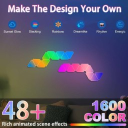 ألواح إضاءة جدارية ذكية مثلثة Magic RGBIC لغرف القيمنق والستريم Smart Triangle RGBIC Light Panels - Modular Wall LED (Music Sync & Voice Control)