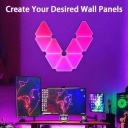 ألواح إضاءة جدارية ذكية مثلثة Magic RGBIC لغرف القيمنق والستريم Smart Triangle RGBIC Light Panels - Modular Wall LED (Music Sync & Voice Control)