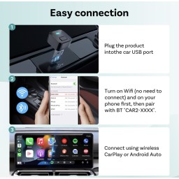 محول OTTOCAST Mini Dot Cube اللاسلكي CarPlay Android Auto 2 في 1 USB AI للسيارة OTTOCAST Mini Dot Cube Wireless CarPlay Android Auto Adapter 2 in 1 USB AI Car
