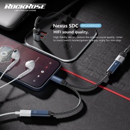 RR محول USB-C إلى USB-C + USB-C PD 60W شحن سريع الشحن والموسيقى والاتصال باللون الرمادي الأزرق RR USB-C to USB-C+USB-C Adapter PD 60W Quick Charge Charging & Music & Call Grey Blue"