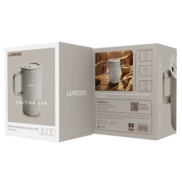 كوب ليبريسو غريبور خزفي بقاعدة شفط مع غطاء سعة 400 مل - رمادي LePresso Gripor Porcelain Suction Cup with Cup Lid 400ml-Gray