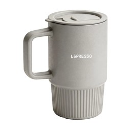 كوب ليبريسو غريبور خزفي بقاعدة شفط مع غطاء سعة 400 مل - رمادي LePresso Gripor Porcelain Suction Cup with Cup Lid 400ml-Gray
