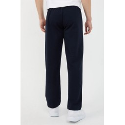 بنطال رياضي رجالي كحلي بقصة مريحة مع تفاصيل تطريز وجيب بسحاب Men's Navy Blue Relaxed Fit Sweatpants with Zipper Pocket & Embroidery Detail