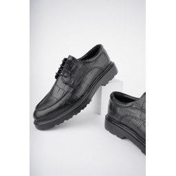 حذاء رجالي Muggo NORMAN كاجوال كلاسيكي من الجلد الطبيعي أسود Muggo NORMAN Men's Casual Classic Genuine Leather Orthopedic Shoes - Black