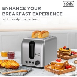 بلاك +ديكر SSET225-B5 محمصة خبز بشريحتين، قدرة 1050 واط – سلسلة الستانلس ستيل Black & Decker SSET225-B5 2 Slice Toaster, 1050W – Stainless Steel Series