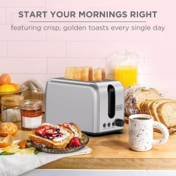 بلاك +ديكر SSET225-B5 محمصة خبز بشريحتين، قدرة 1050 واط – سلسلة الستانلس ستيل Black & Decker SSET225-B5 2 Slice Toaster, 1050W – Stainless Steel Series
