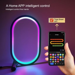 مصباح مكتبي ذكي حلقي تفاعلي RGBIC Hue لغرف القيمنق والسيت اب Desktop Atmosphere Lamp - Smart RGBIC Hue Ring Light (Powered by Tuya)