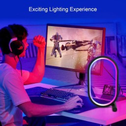 مصباح مكتبي ذكي حلقي تفاعلي RGBIC Hue لغرف القيمنق والسيت اب Desktop Atmosphere Lamp - Smart RGBIC Hue Ring Light (Powered by Tuya)