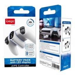 بطارية إضافية قابلة للشحن ليد تحكم بلايستيشن 5 مع شاشة LED من آيبيغا iPega PG-P5042 Rechargeable Battery Pack with LED Display for PS5 Controller (2000mAh)