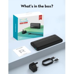 باقة RAVPower PC1085 شاحن جداري 20 واط وباور بانك 10000mAh مع كيبل USB-C أسود RAVPower PC1085 Combo 20W Wall Charger 10000mAh Power Bank with USB-C Cable Black