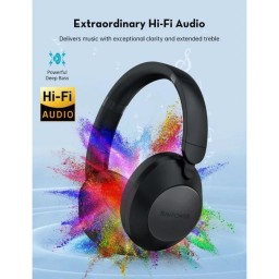 سماعة RAVPower BH1019 Quiet Comfort لاسلكية فوق الأذن مع ANC وENC أسود RAVPower BH1019 Quiet Comfort Over-Ear Wireless Stereo Headphones with ANC and ENC Black