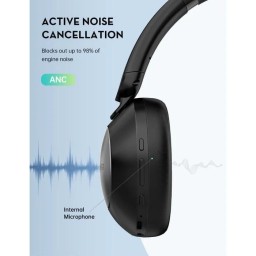 سماعة RAVPower BH1019 Quiet Comfort لاسلكية فوق الأذن مع ANC وENC أسود RAVPower BH1019 Quiet Comfort Over-Ear Wireless Stereo Headphones with ANC and ENC Black