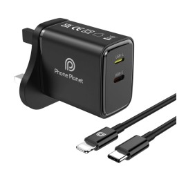 شاحن جداري سريع بقدرة 20 واط PhonePlanet PP-20WCL 20W USB-L & USB-C Charger