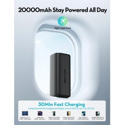 باور بانك RAVPower RP-PB208 Ultra PD Pioneer سعة 20000mAh بقدرة 100W مع شاشة رقمية ذكية RAVPower RP-PB208 Ultra PD Pioneer 20000mAh 100W Power Bank with Smart Digital Display