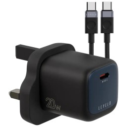 شاحن هاتف 20 واط Levelo Vero GaN Single Port Adapter 20W with Type-C to Type-C/Lightning Cable