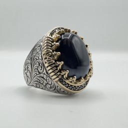 خاتم عين النمر الأزرق Blue Tiger Eye Ring
