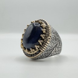 خاتم عين النمر الأزرق Blue Tiger Eye Ring