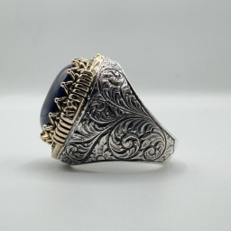 خاتم عين النمر الأزرق Blue Tiger Eye Ring
