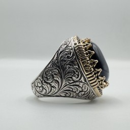 خاتم عين النمر الأزرق Blue Tiger Eye Ring