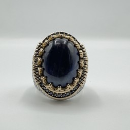 خاتم عين النمر الأزرق Blue Tiger Eye Ring