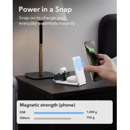 محطة شحن ESR 3 في 1، حامل شاحن MagSafe قابل للطي لهاتف iPhone 25w ESR 3 in 1 Charging Station, Foldable MagSafe Charger Stand for iPhone 25w