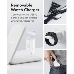 محطة شحن ESR 3 في 1، حامل شاحن MagSafe قابل للطي لهاتف iPhone 25w ESR 3 in 1 Charging Station, Foldable MagSafe Charger Stand for iPhone 25w