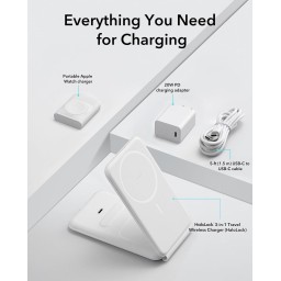 محطة شحن ESR 3 في 1، حامل شاحن MagSafe قابل للطي لهاتف iPhone 25w ESR 3 in 1 Charging Station, Foldable MagSafe Charger Stand for iPhone 25w