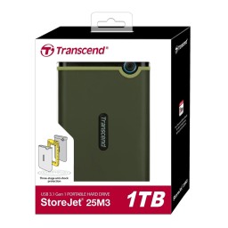 هارد درايف خارجي محمول Transcend StoreJet 25M3 سعة 1TB – رمادي حديدي Transcend StoreJet 25M3 1TB Portable External Hard Drive – Iron Gray