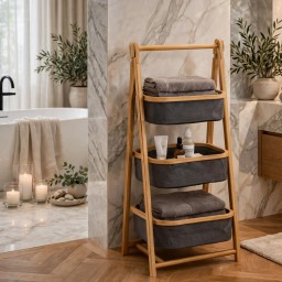 ستاند حمام خشب 3 طابق 3-tier wooden bathroom stand